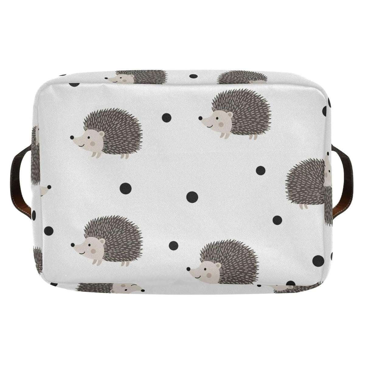Porcupine Dot White Print Rectangular Storage Bin Basket with Handles - Laundry Hamper Nursery Storage Storage Baskets
