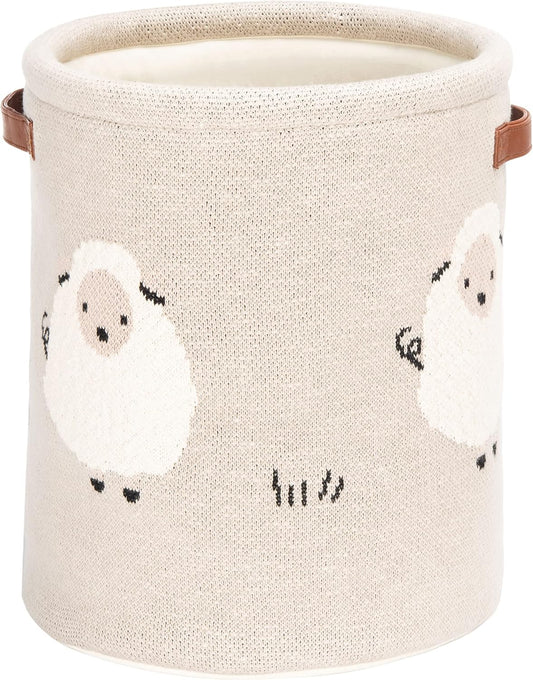 SAFAVIEH Baby Collection Kibbles Sheep Grey Cotton Nursery Storage Basket with Handles (Fully Assembled)