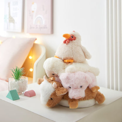 5-PC Stackable Plush Baby Farm Animals Rattle Set