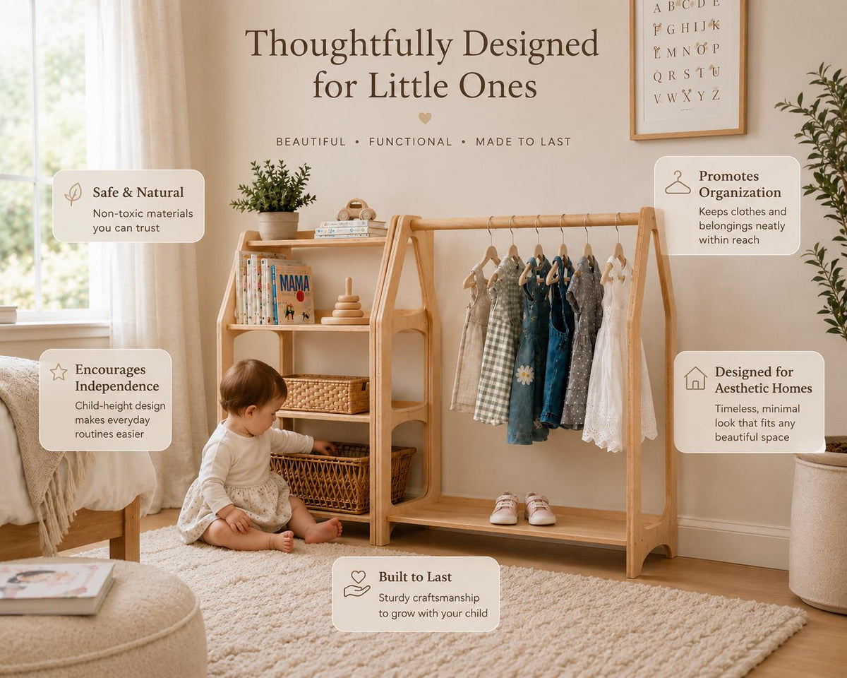 Montessori Open Shelf for Toddlers, Baby First Christmas Gift, Nursery Storage