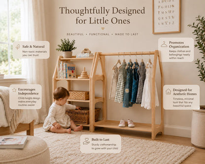 Montessori Open Shelf for Toddlers, Baby First Christmas Gift, Nursery Storage
