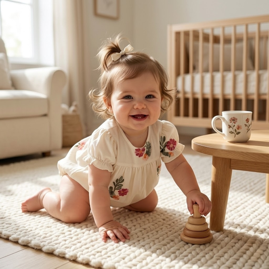 Blossom Breeze – 2-Piece Floral Puff Sleeve Bodysuit & Shorts Set