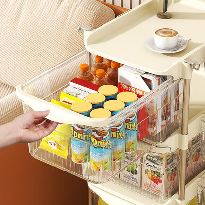 Baby Diaper Caddy Cart Organizer - Plastic Movable Cart Drawers with Hanging Basket, Rolling Utility Diaper Storage Caddy Organizer for Changing Table & Crib, Nursery, Bedroom (3 Tier)