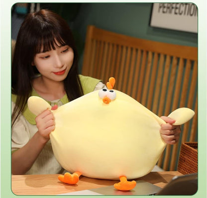 Funny Fat Chicken Plush Pillow, Super Soft Mother Hen Doll, Cute Chicken Neck Pillow, Yellow Plush Stuffed Animal for Boys & Girls Festival Gifts
