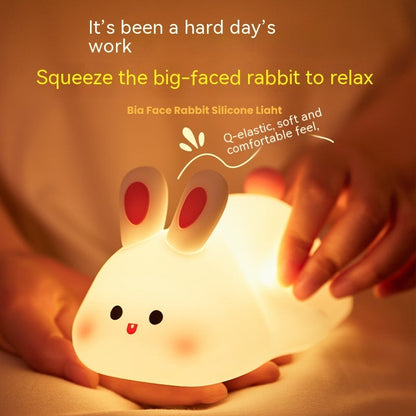 Big Face Rabbit Silicone LED Night Light | Touch Sensor Kids Lamp