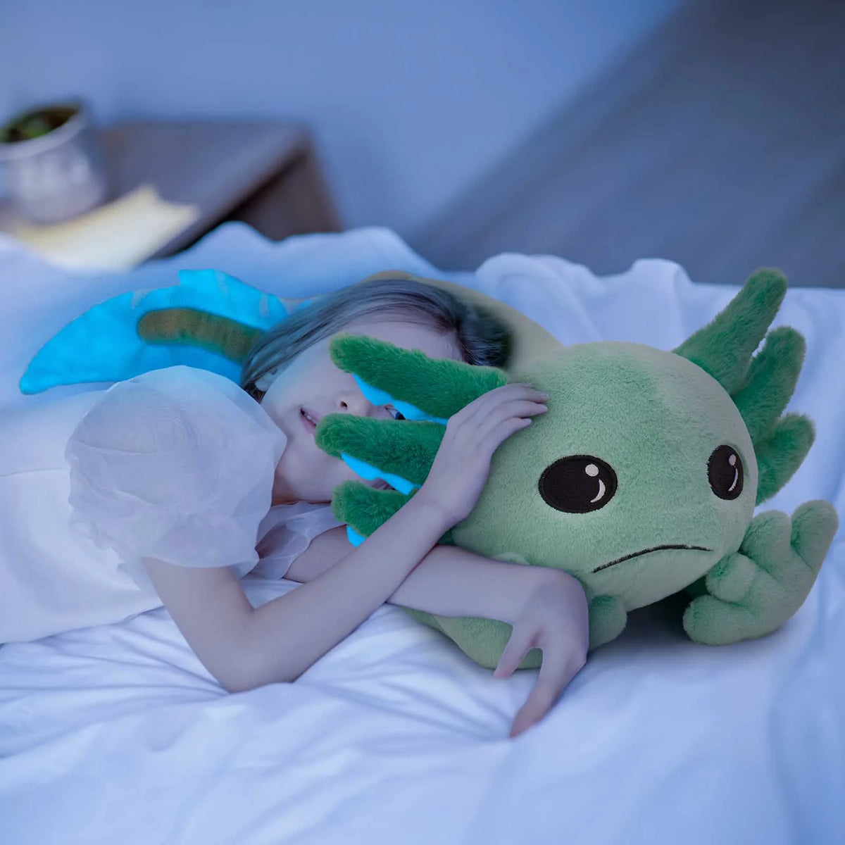 31.89" Giant Glow in the Dark Axolotl Stuffed Animals with 4 Babies inside Large Axolotl Plush Toy