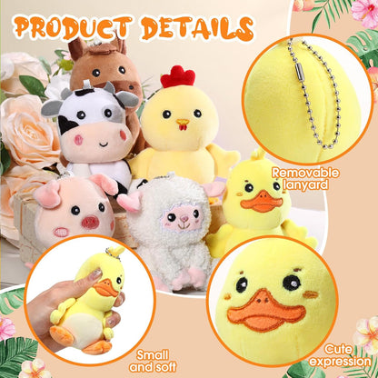 6 Pcs Farm Stuffed Animals Plush Toys 4 Inch,Adorable Animals | Includes Chick Duck Pig Cow Sheep Horse, Baby Shower Party Favors, Easter Basket Stuffers, Nursery Toys for Toddlers Kids