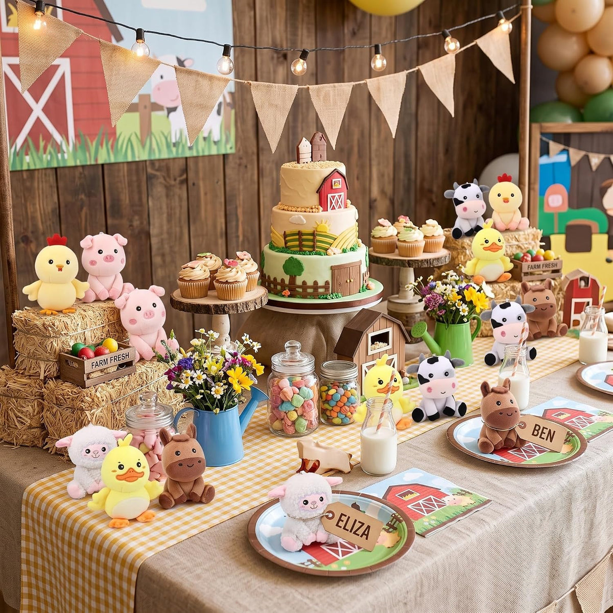 6 Pcs Farm Stuffed Animals Plush Toys 4 Inch,Adorable Animals | Includes Chick Duck Pig Cow Sheep Horse, Baby Shower Party Favors, Easter Basket Stuffers, Nursery Toys for Toddlers Kids
