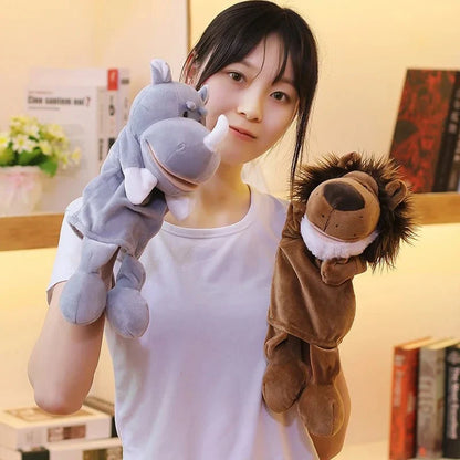 35cm Cartoon Animal Hand Puppet | Lion, Elephant, Pig Plush Toy for Interactive Play