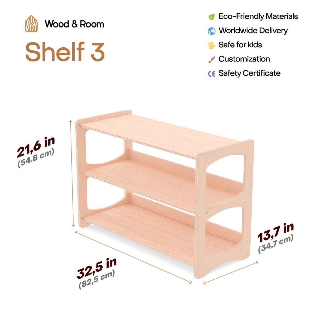 Montessori Open Shelf for Toddlers, Baby First Christmas Gift, Nursery Storage