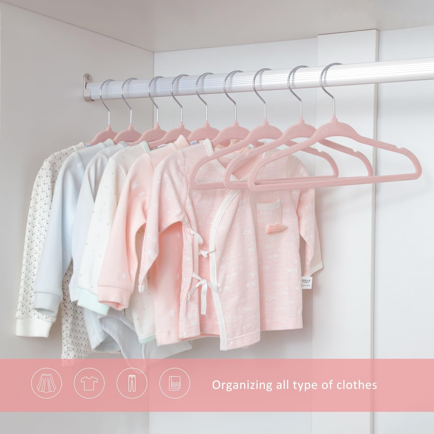 11" Baby Velvet Hangers Non-Slip Kids Hangers 15 Pack Light Pink | Ultra-Thin Infant Coat Hangers for Nursery Space Saving Felt Toddler Hangers with 360° Swivel Hook for Children'S Clothes