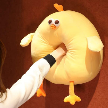 Funny Fat Chicken Plush Pillow, Super Soft Mother Hen Doll, Cute Chicken Neck Pillow, Yellow Plush Stuffed Animal for Boys & Girls Festival Gifts