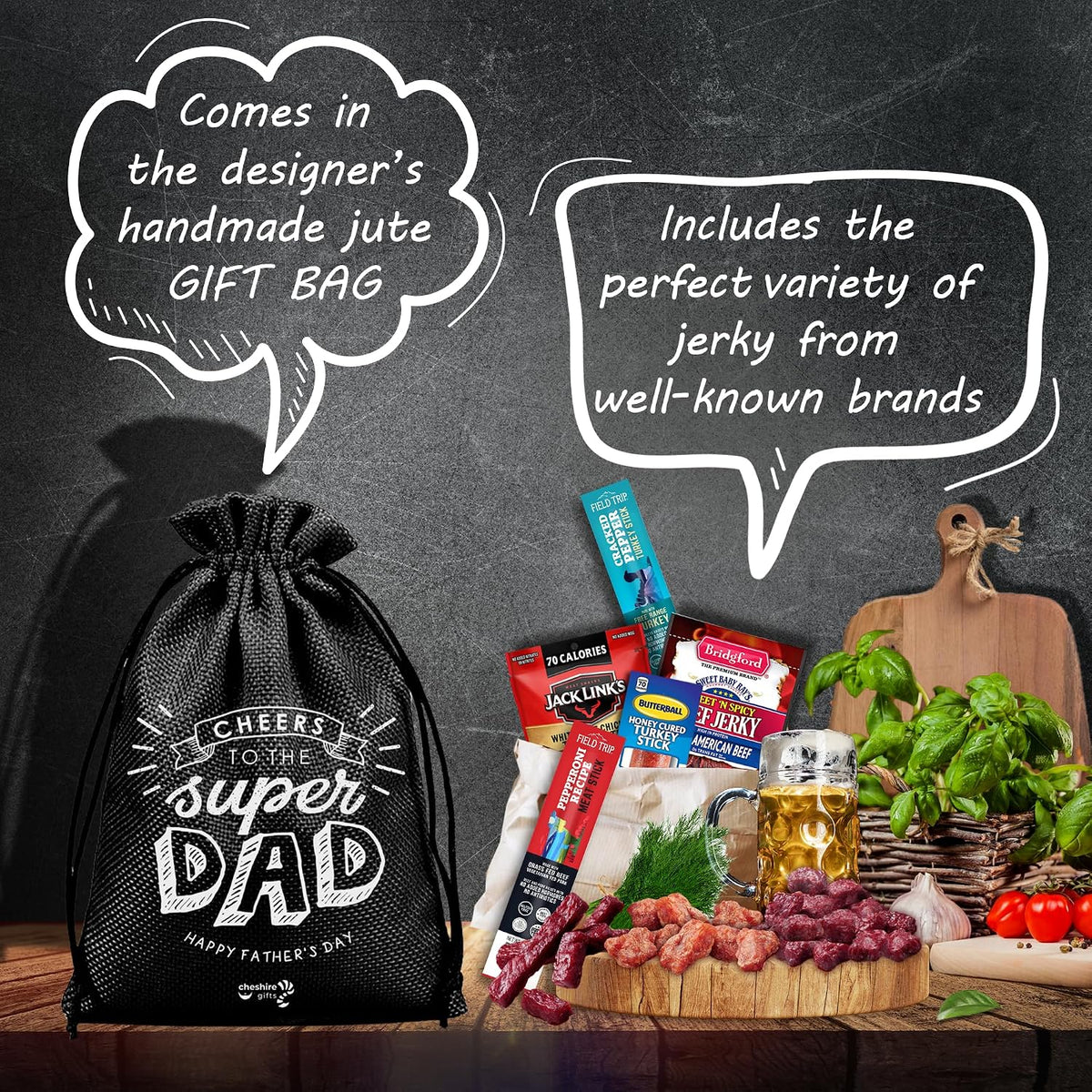 Fathers Day Gift for Dad – Jerky Gift Basket: Best Dad Ever Gifts, Fathers Day Gift from Daughter & Son, Jerky Variety Pack Gift Basket for Men, Grandpa Gifts for Father'S Day by