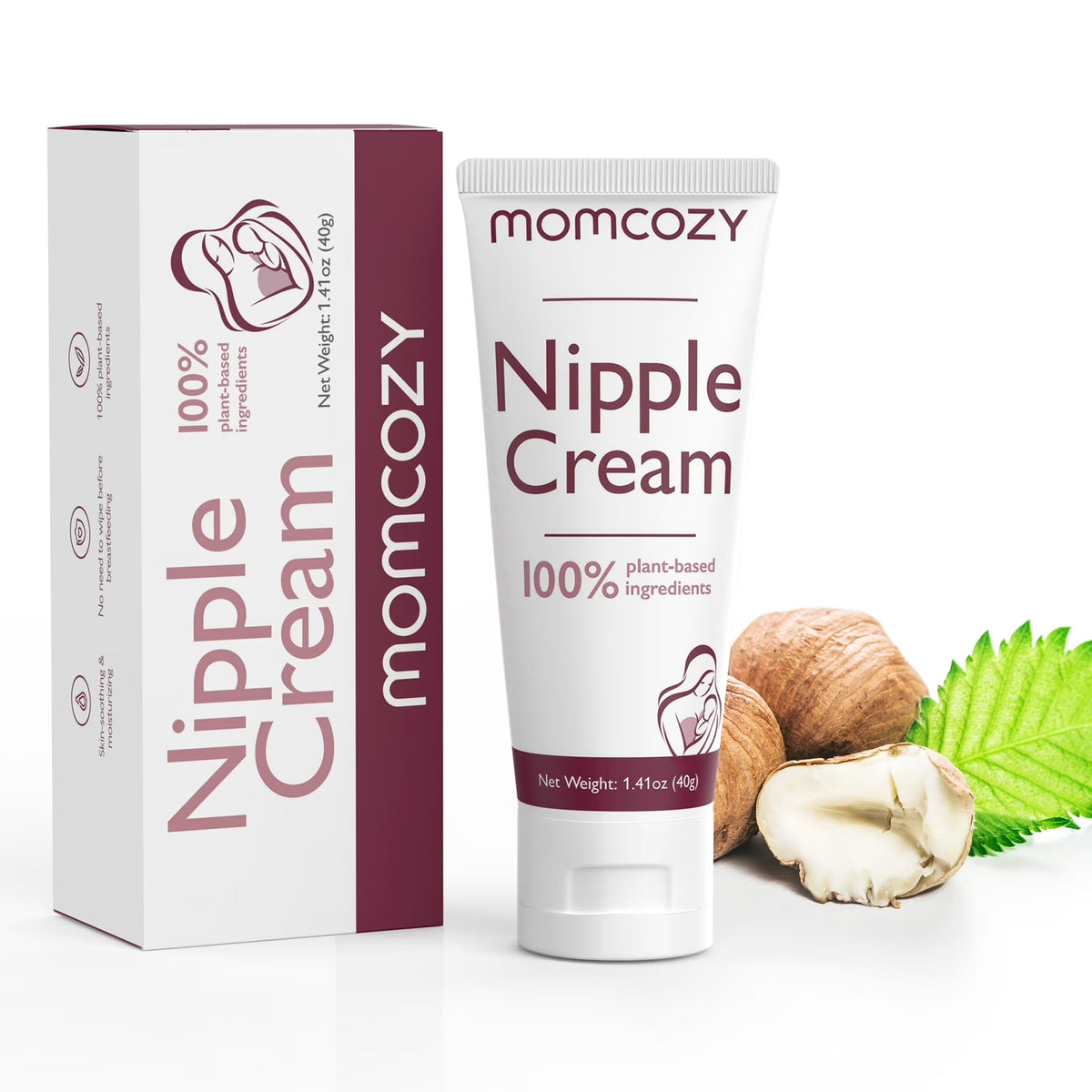 (2 Pack)  100% Natural Nipple Cream 1.41Oz, Vegan Lanolin-Free Nipple Butter for Breastfeeding, Used with S12 Pro M5 Breast Pumps, Breastfeeding Essentials