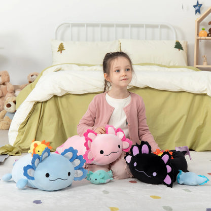23.5" Giant Axolotl Stuffed Animals with 3 Babies inside Large Axolotl Plush Toy