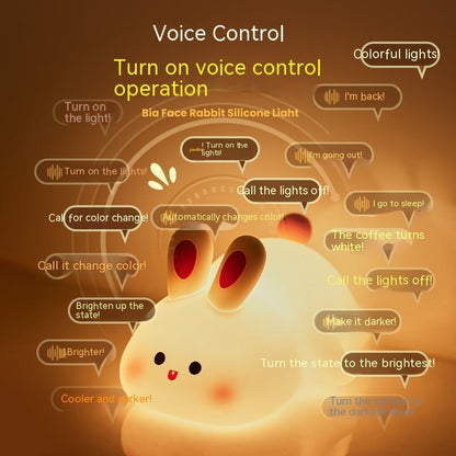 Big Face Rabbit Silicone LED Night Light | Touch Sensor Kids Lamp