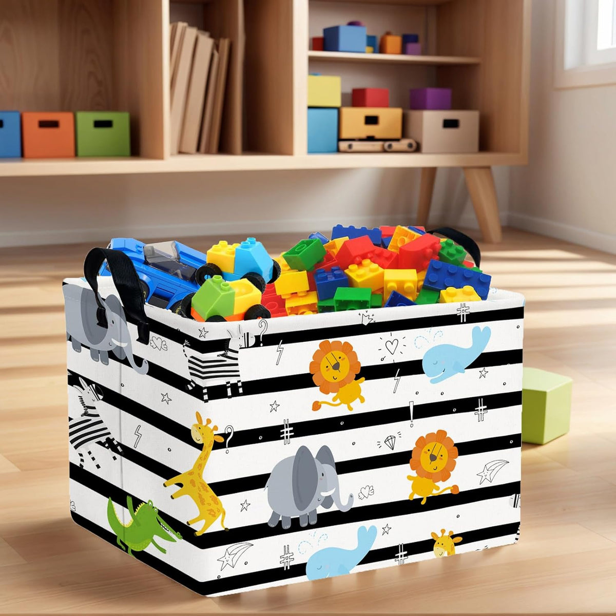 Kid Cute Nursery Storage Basket Baby Toy Clothes Storage Bin Playroom Bedroom Decor Basket(Animal Jungle)
