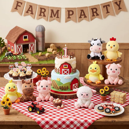 6 Pcs Farm Stuffed Animals Plush Toys 4 Inch,Adorable Animals | Includes Chick Duck Pig Cow Sheep Horse, Baby Shower Party Favors, Easter Basket Stuffers, Nursery Toys for Toddlers Kids
