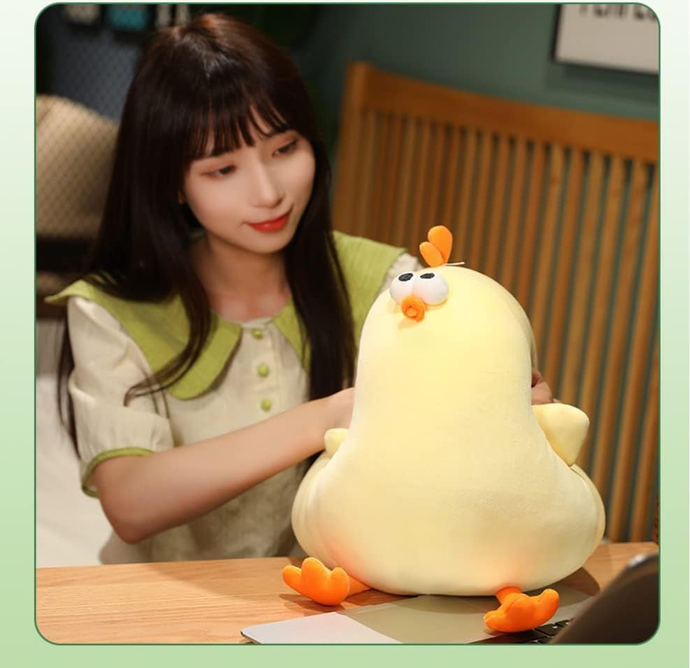 Funny Fat Chicken Plush Pillow, Super Soft Mother Hen Doll, Cute Chicken Neck Pillow, Yellow Plush Stuffed Animal for Boys & Girls Festival Gifts