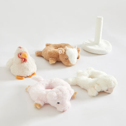 5-PC Stackable Plush Baby Farm Animals Rattle Set