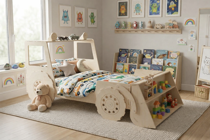 Tractor Toddler Bed — Solid Baltic Birch Wood Kids Bed Frame