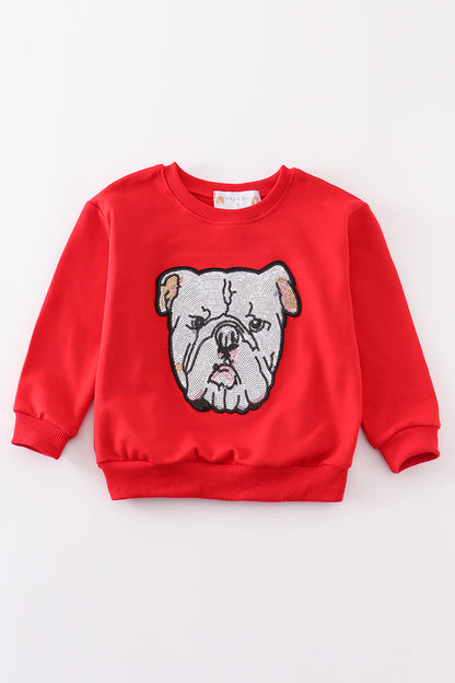 Red georgia bulldog sequin sweatshirt mom & me