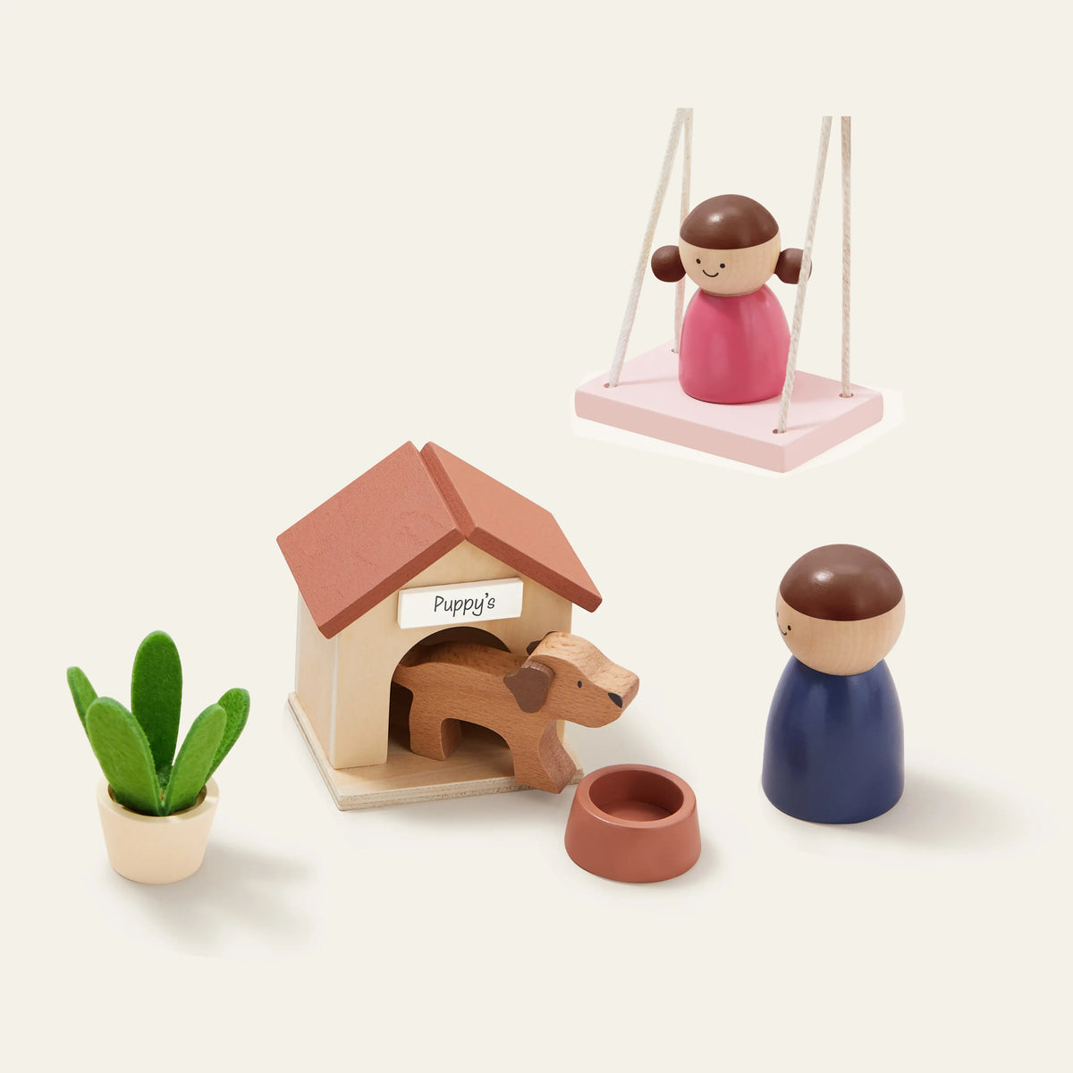 Tiny Land Sweetwood Edge Dollhouse — Modern 3-Story Kids Dollhouse with Furniture & Family Figures