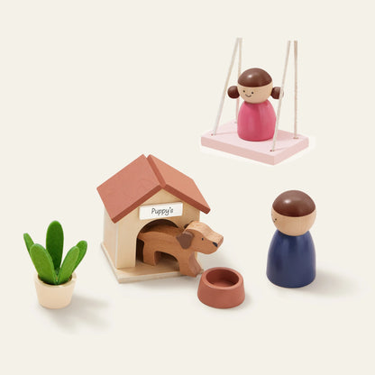 Tiny Land Sweetwood Edge Dollhouse — Modern 3-Story Kids Dollhouse with Furniture & Family Figures