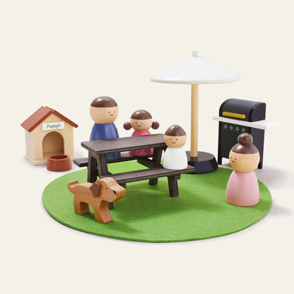 Tiny Land Sweetwood Edge Dollhouse — Modern 3-Story Kids Dollhouse with Furniture & Family Figures