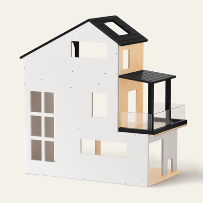 Tiny Land Sweetwood Edge Dollhouse — Modern 3-Story Kids Dollhouse with Furniture & Family Figures