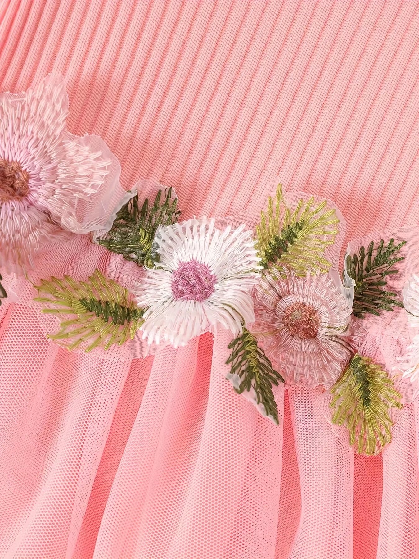 Elegant Bloom – Baby Girl Mesh Dressjacket with Waist Flower Detail