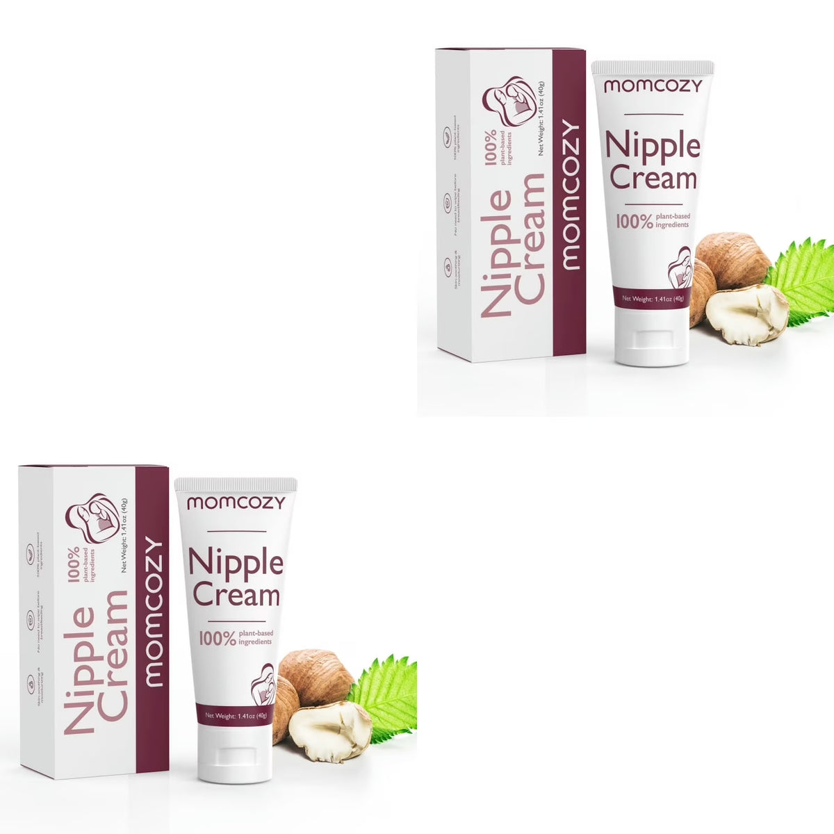 (2 Pack)  100% Natural Nipple Cream 1.41Oz, Vegan Lanolin-Free Nipple Butter for Breastfeeding, Used with S12 Pro M5 Breast Pumps, Breastfeeding Essentials
