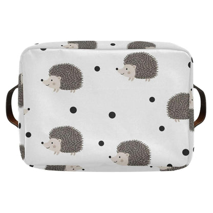 Porcupine Dot White Print Rectangular Storage Bin Basket with Handles - Laundry Hamper Nursery Storage Storage Baskets