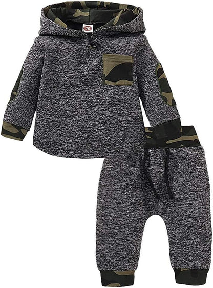 Toddler Baby Boys Clothes Infant Christmas Plaid Long Sleeve Hoodie Sweatshirt Pants Set Fall Winter Xmas Outfits
