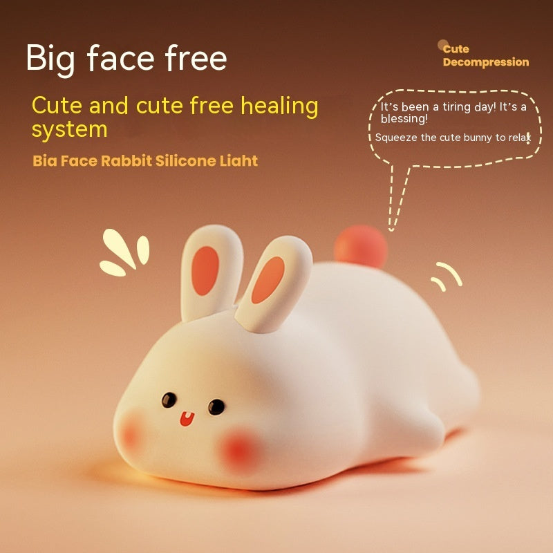 Big Face Rabbit Silicone LED Night Light | Touch Sensor Kids Lamp