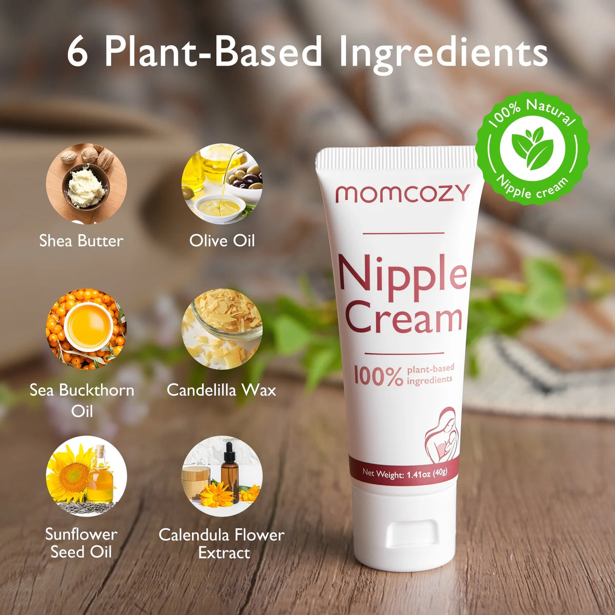 (2 Pack)  100% Natural Nipple Cream 1.41Oz, Vegan Lanolin-Free Nipple Butter for Breastfeeding, Used with S12 Pro M5 Breast Pumps, Breastfeeding Essentials