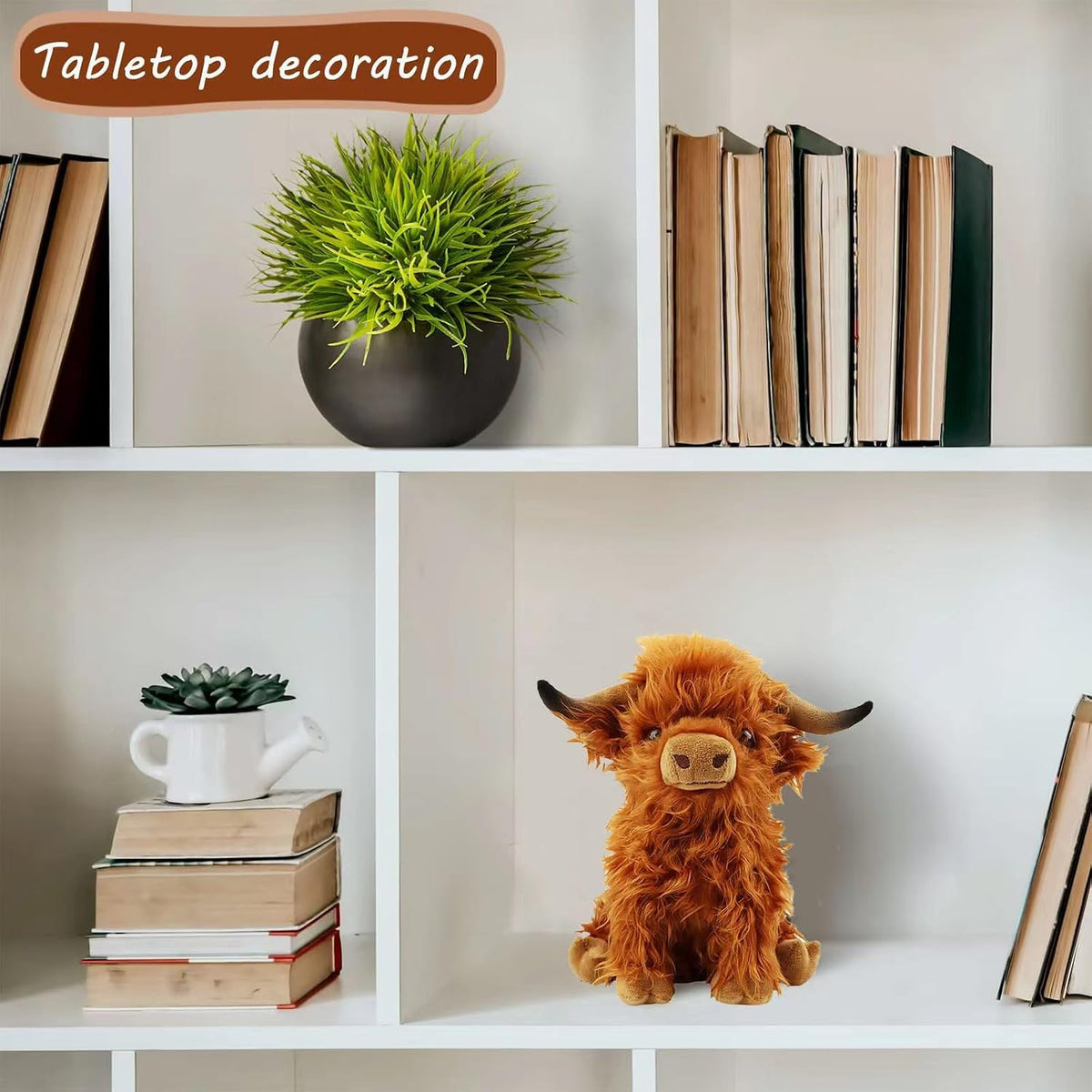 Stuffed Animals Highland Cows Stuff Fluffy Cattle Dolls Skeleton Toys Figure Pillows Valentina Birthday Gifts for Baby Kids Girls Boys Toddler Preschool Realistic Plush Décor (11 Inches,Brown)