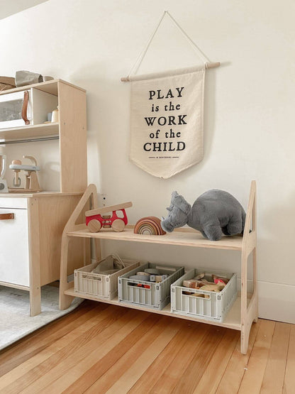 Montessori Toy Shelf for Toddlers — Non-Toxic Wood Playroom Organizer