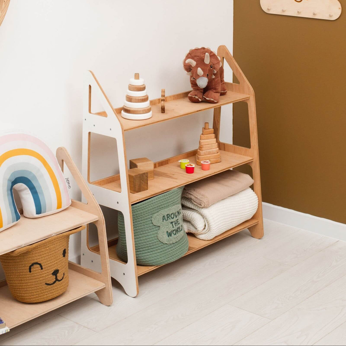 Montessori Toy Shelf for Toddlers — Non-Toxic Wood Playroom Organizer