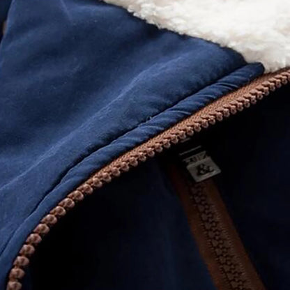 Boys Cotton-Padded with Thick Fleece Hooded Mid-Length Cotton Jacket