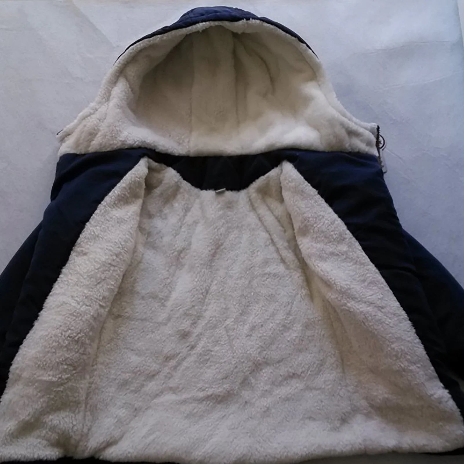 Boys Cotton-Padded with Thick Fleece Hooded Mid-Length Cotton Jacket