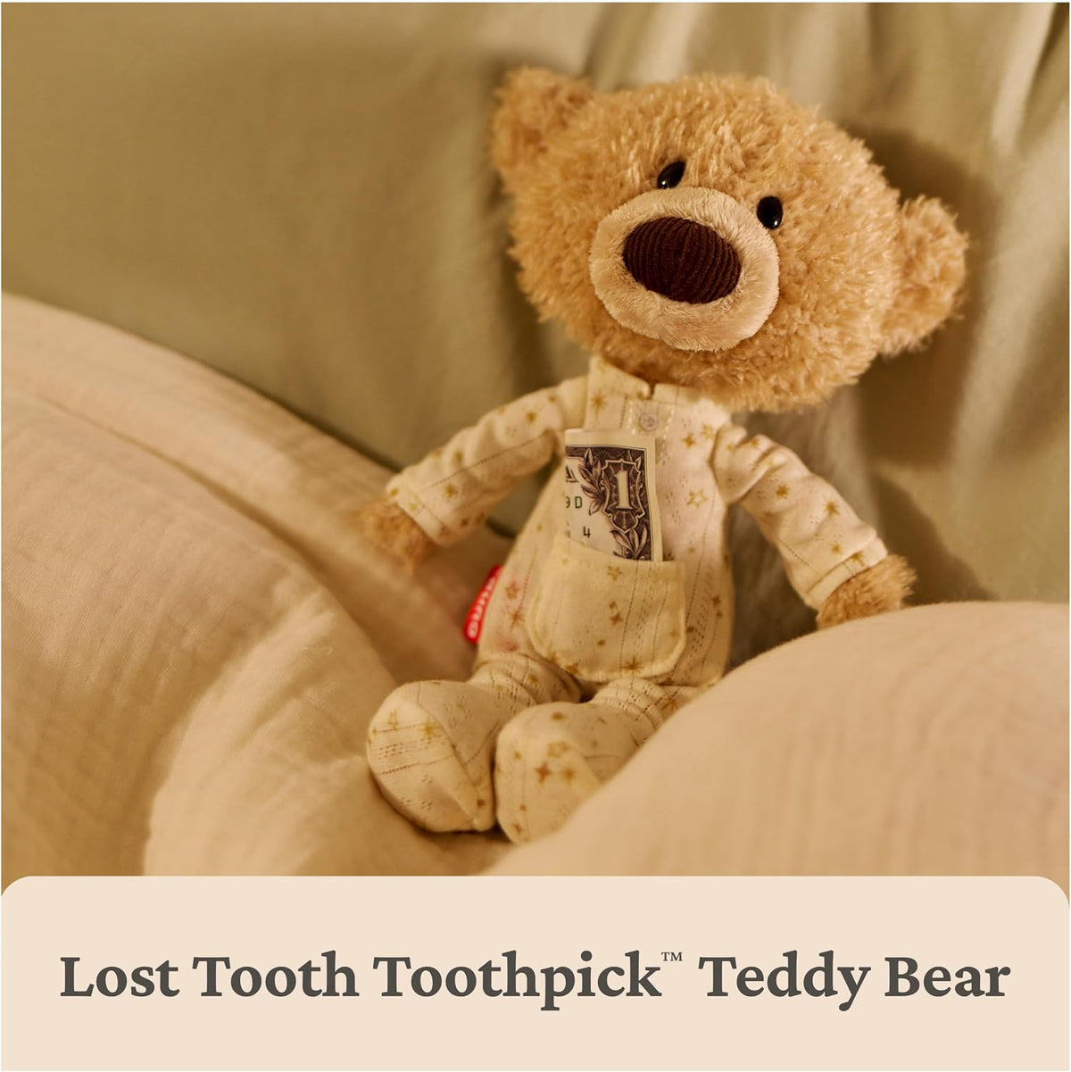 GUND Lost Tooth Toothpick 10-Inch Teddy Bear with Pajamas | Soft Tactile Sensory Details Provide Emotional Comfort; Sleep Aid, Promotes Parent Child Bonding, Eases Bedtime Routines