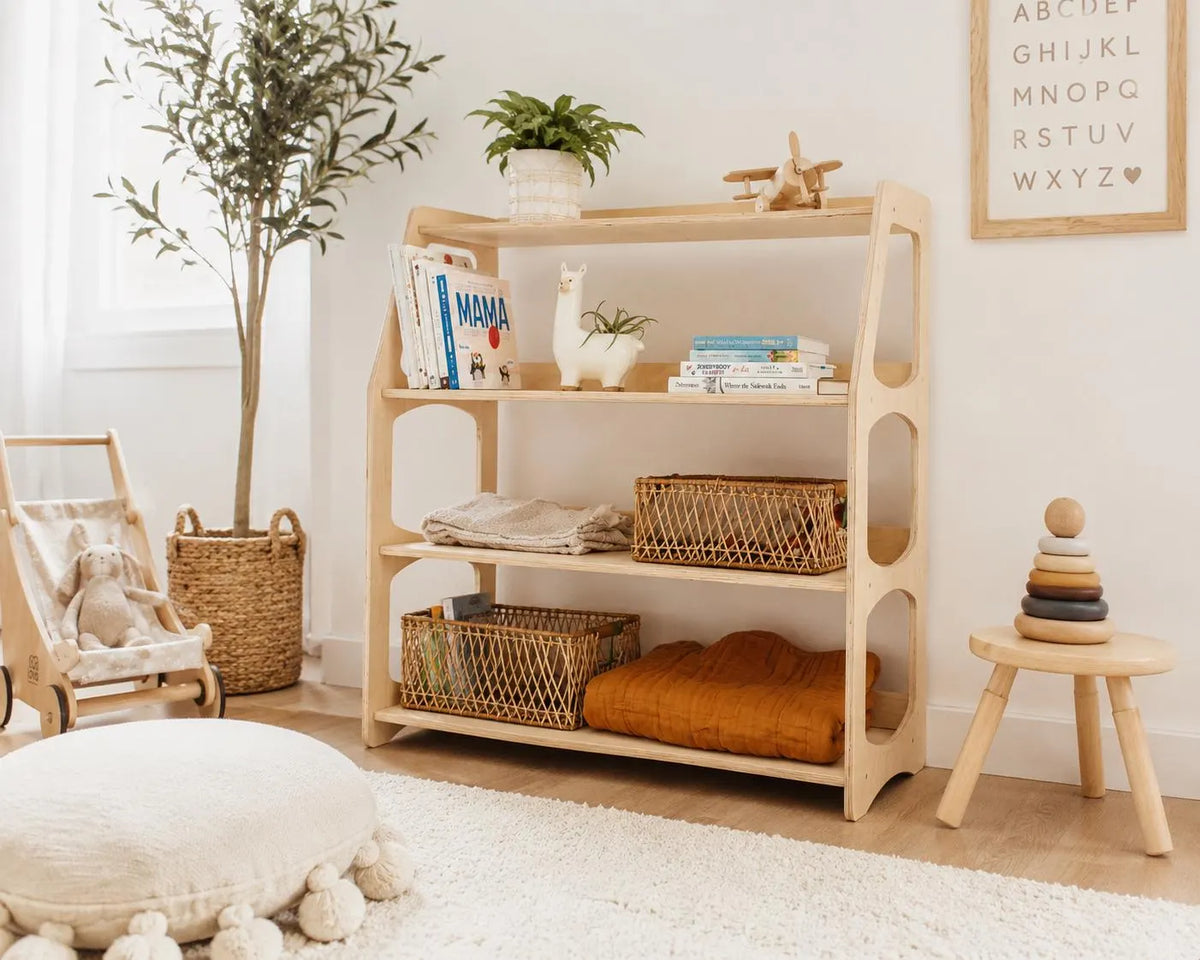 Montessori Open Shelf for Toddlers, Baby First Christmas Gift, Nursery Storage