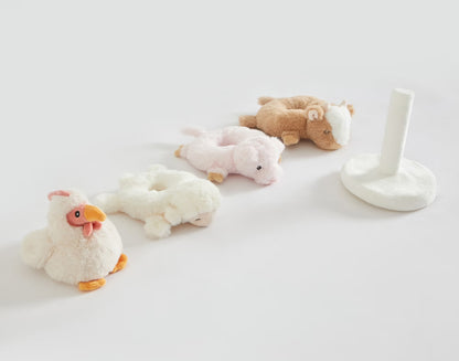 5-PC Stackable Plush Baby Farm Animals Rattle Set