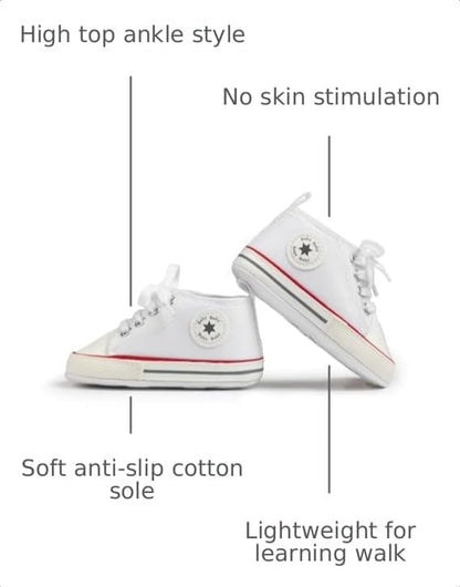 Unisex Baby Boy Girl Canvas Sneaker Soft Sole Infant Lace up Newborn Ankle Toddler First Walkers Crib Shoes