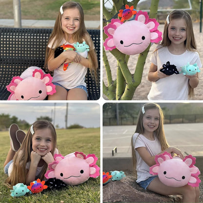 23.5" Giant Axolotl Stuffed Animals with 3 Babies inside Large Axolotl Plush Toy