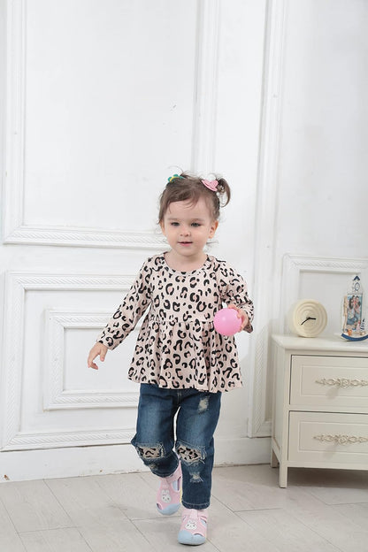 Baby Girl Clothes 12 18 24 Months Outfits for Infant Toddler Denim Girls' Clothing Ruffle Top Ripped Jeans Pant Sets | Baby Girl Christmas Outfit with Headband,Long Sleeve Bow Tops Pants Little Girls Clothing Sets,Cute Gifts Clothes for Holiday