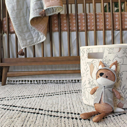 Fabric round Nursery Storage Basket, Toy Storage, Woodland Nursery Decor, 13"X12", Toy Basket, Baby Storage Organizer, Toy Organizers and Storage Bins, Baby Organizers and Storage, Toy Bins