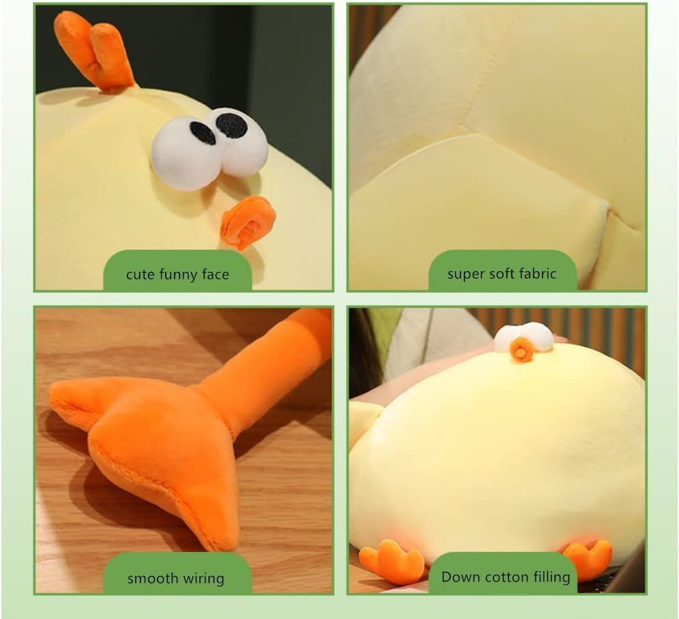 Funny Fat Chicken Plush Pillow, Super Soft Mother Hen Doll, Cute Chicken Neck Pillow, Yellow Plush Stuffed Animal for Boys & Girls Festival Gifts