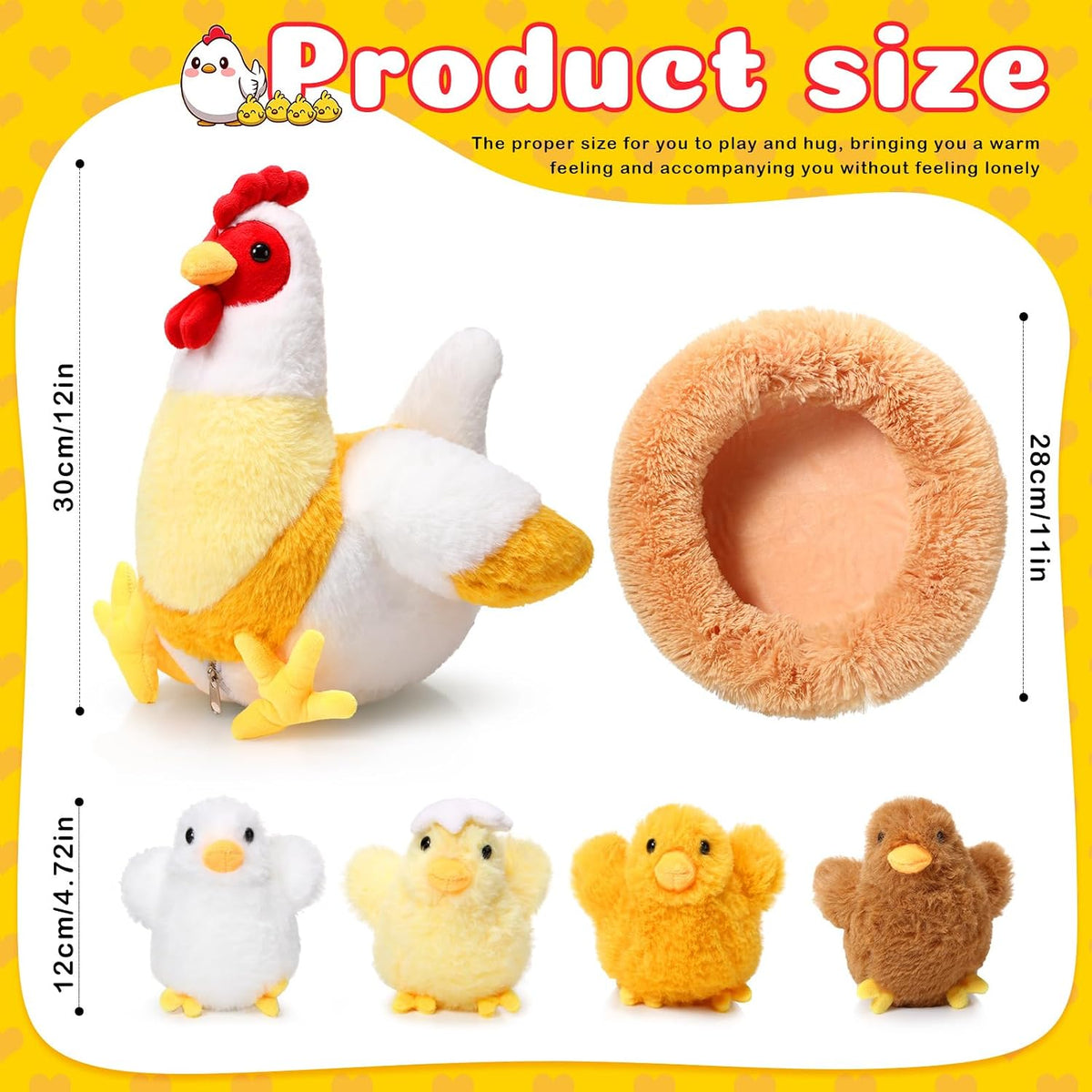 6 Pcs Chicken Stuffed Animal with Baby Chicks Inside, Funny Style